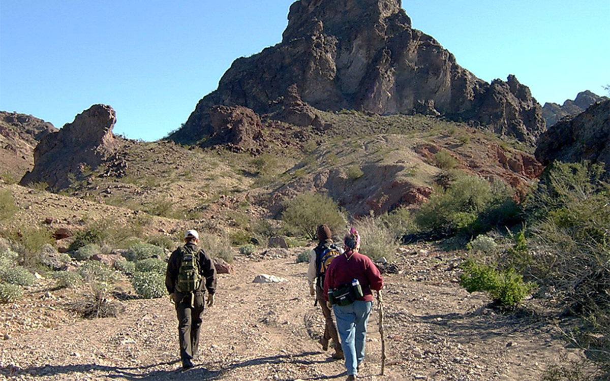 A group hiking in the Havasu wildlife Refuge